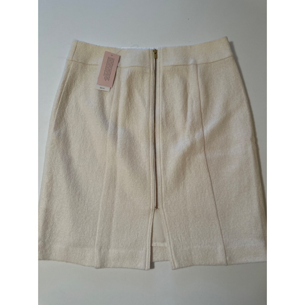 Banana Republic Exposed Zipper Wool-Blen Pencil Skirt in Ivory 6P NWT